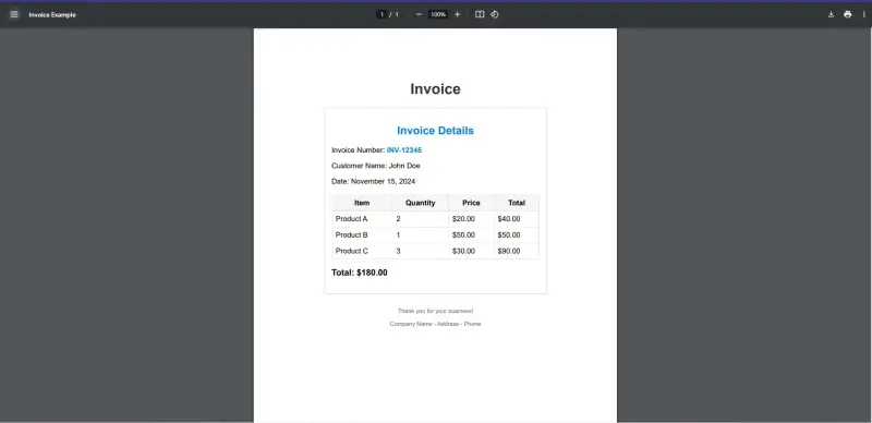 HTML to PDF output using IronPDF