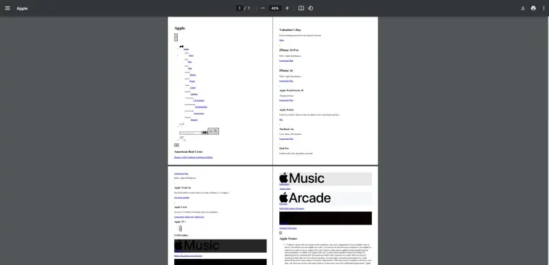 iText URL to PDF output
